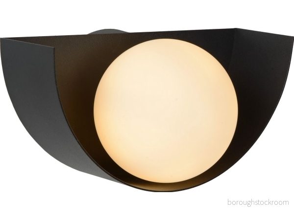 Lucide Vägglampa Benni med kulskärm av glas, svart 5411212451835