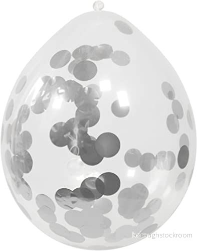 Folat Ballonger med silverkonfetti 30cm 4 st 8714572085953