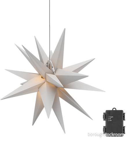 goobay 64788 3D LED julstjärna Ø 56 cm/stjärna med 18 spetsar och timer/juldekoration/LED stjärna för stämning/batteridriven LED/väggdekoration/upplyst 4040849647888