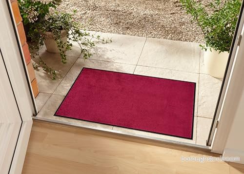 Hanse Home Tvättbar inomhus och utomhus dörrmatta enfärgad smutsfångande matta smutssamlare entrématta halkfria storlekar, storlek: 60 x 80 cm, färg: röd 4260669872684