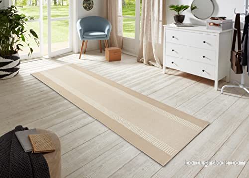 Hanse Home Matta löpare band 80 x 350 cm Gångmatta, mjuk kort lugg, matta, modern design, för hall, sovrum, barnrum, badrum, vardagsrum, kök, dekorköpare elfenben 4260770246657