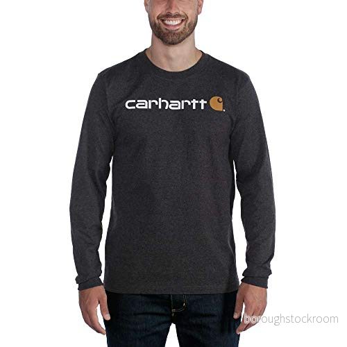 Carhartt herr T-tröja Långärmad arbetskläder signatur grafisk T-shirt - kärnlogotyp , Kolljung, L 192776459387