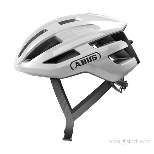 ABUS cykelhjälm PowerDome Lättviktshjälm med smart ventilationssystem och aerodynamisk profil Made in Italy För män kvinnor Vit, storlek L 4003318919305