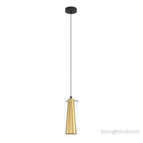 Eglo pendellampa Pinto Gold, 1 glödlampa pendellampa, matrum av metall i svart och glas transparent guld, E27 sockel 9002759976514