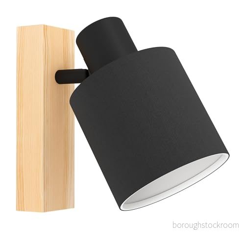 EGLO Batallas Spotlight Till Vägg - Bredd 10 cm - Svart/Trä - Tyg 9002759994884