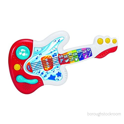 Chicco Min första gitarr, interaktiv elektronisk gitarr för att lära sig instrument och musiknoter, skalbar pedagogisk leksak, 3 spellägen, +90 ljud melodier, barn 9 månader till 4 år 8058664150779