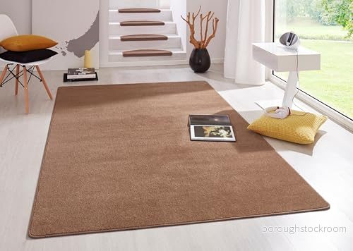 Hanse Home Inomhatta Fancy vardagsrumsmatta enfärgad modern velourmatta för matsal, vardagsrum, barnrum, hall, sovrum, kök brun, 160 x 240 cm 4260525250472