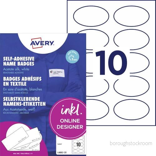 Avery L4882 20, Vit, Oval, Lösa, A4, laser, 85 mm 4004182148129