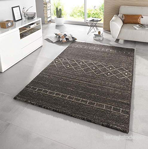 ibili Mint Rugs 102582_80 x 150 Design Deep Pile Matta Shade, Konstfiber, brun/grå, 80 2 cm, svart/silver, 16 6 cm 4260425289312