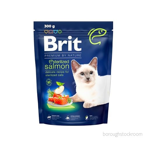 Brit Premium by Nature torrfoder för steriliserade katter, smak lax, 300 g 8595602553013