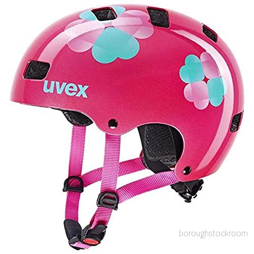 uvex kid 3 robust cykelhjälm för barn individuell justerbar passform tvättbar innerstoppning pink flower 51 55 cm 4043197337258