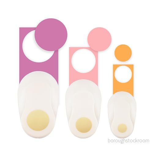 Vaessen Creative Stanzer Set cirkel, 8, 16 och 25 mm, 3 stycken, upp till 160 g/m², för pyssel med papper scrapbooking, vit 8716052233540