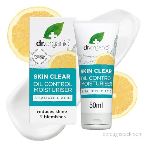 Dr. Organic Skin Clear fuktkräm, oljekontroll, för akne och klar hud, salicylsyra, fet, problemhud, djurförsöksfri, paraben SLS fri, återvinningsbar återvinningsbar, biologisk, 50 ml 5060391843339