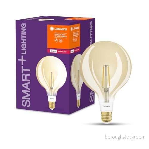 LEDVANCE smart LED-lampa med ZigBee-teknik, E27-bas, gyllene glas,Varmt vitt (2400K), 680 Lumen, ersätter 52W-belysningsmaterial dimbar, 1-Pack 4058075729247