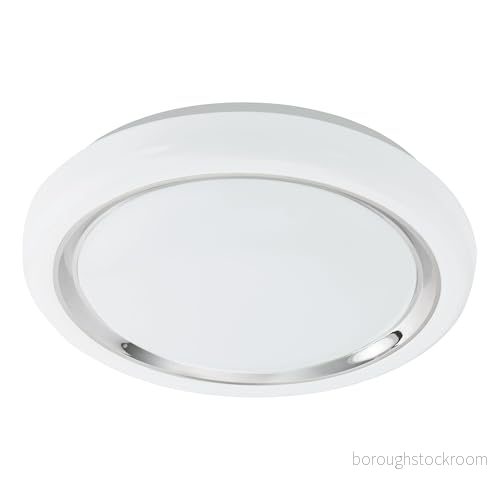 EGLO LED taklampa capasso, 1 glödlampa taklampa, vägglampa med kromring, material: stål och plast, färg: krom, vit, Ø: 34 cm 9002759960230