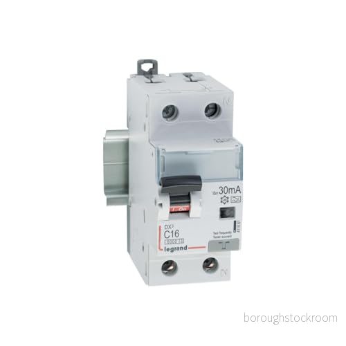LEGRAND, DX3 FI/LS omkopplare C egenskaper, 16A, 1P+N, 6kA, 30 mA, typ A, 230VAC, 2 delningsenheter, 411061 3414970351821