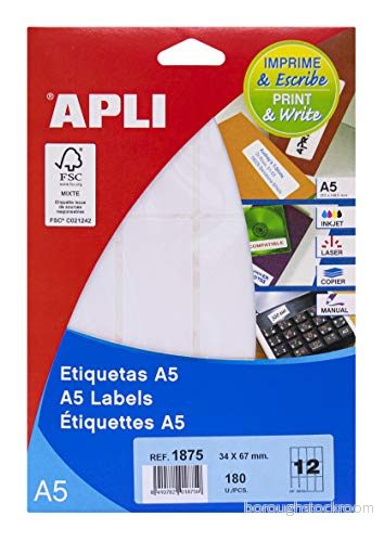 APLI 581875 självhäftande etiketter flera ändamål (A5), vit 8410782018759