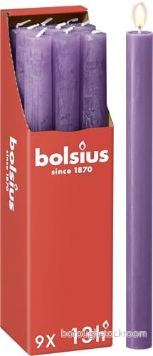 Bolsius Dinner Candle Rustic Vibrant Violet 27 cm 9 Pieces 8717847158826