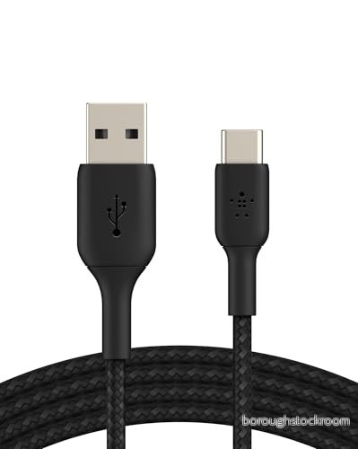 Belkin flätad laddningskabel USB C till för iPhone 15, Plus, Pro, Pro Max, Samsung Galaxy S24, S23, Note 20, Pixel 7, iPad Mini, Nintendo Switch, Type laddningskabel, 3 m Svart 745883788606