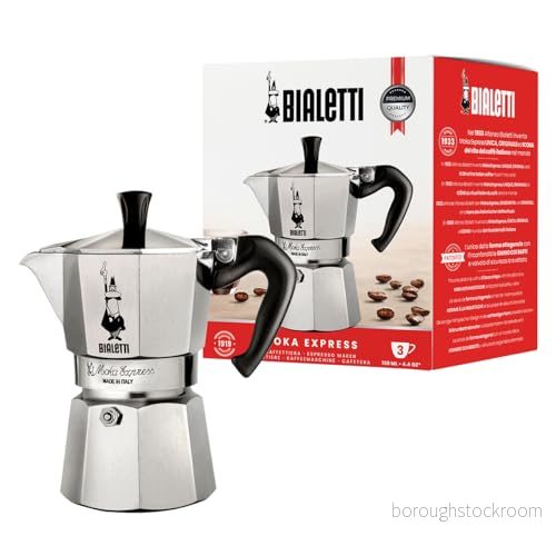 Bialetti Moka Express - Klassisk Espressobryggare För Spishäll - 3 Koppar (130 ml) - Aluminium - Silver 8006363011624
