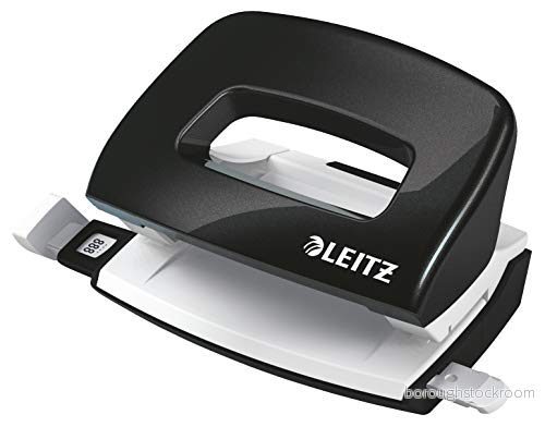 Leitz WOW Mini Hålslag, 10 ark, styrskena med formatmarkeringar, metall, svart, 50601095 4002432121571