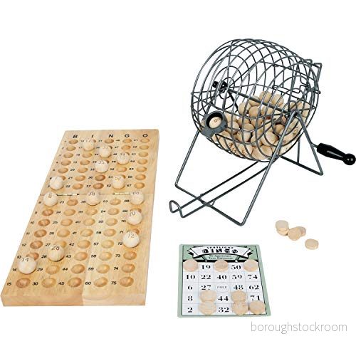 Small Foot Bingospel med metalllotteritrumma, träspelmaterial, från 5 år leksaker, naturliga, 1831 2019762 4020972018311