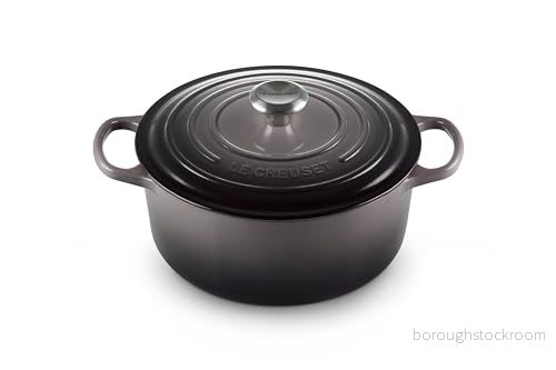 Le Creuset Signature Gjutjärnsgrill med lock, Ø 26 cm, rund, lämplig för alla typer av spisar och induktion, volym: 5,3 l, 5,135 kg, Flint 24147267492