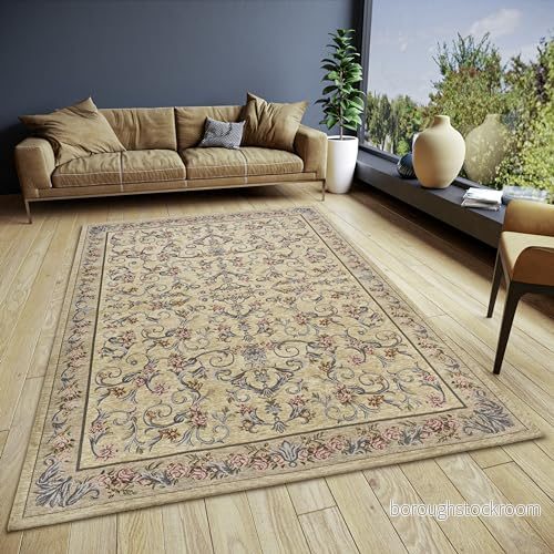 HANSE Home Assia Design matta orientalisk platt väv blommönster, halkfri undersida, klassiskt högkvalitativt vävd för vardagsrum, sovrum, matsal, hall creme, 150 x 220 cm 4068226000453