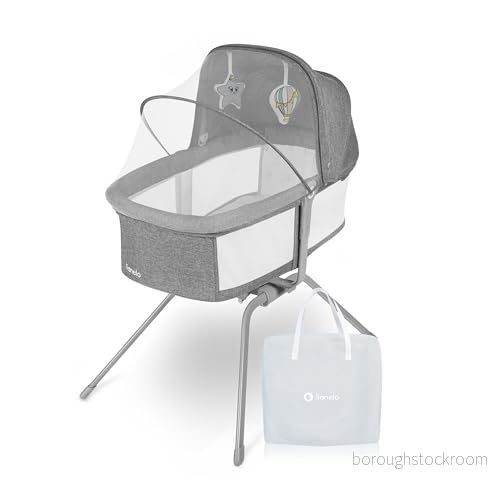 LIONELO Malin Evo Baby Vagga, Resesäng För Spädbarn Med Madrass, Resesäng, Från 0 Till 9 Kg, Skärm, Myggnät, Hopfällbar, Gungsystem, Justering Av Lutning, Snabb Montering 5903771704090